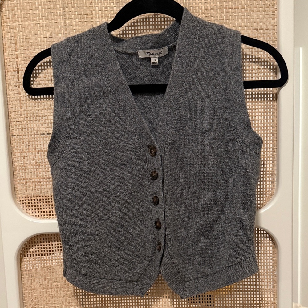 Madewell Heather Gray Knit Sweater Vest